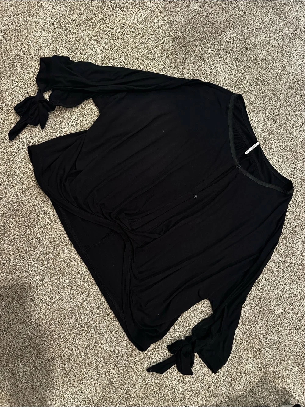 Free People Black Tie-Sleeve Blouse